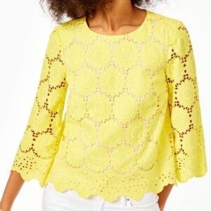 Lilly Pulitzer Womens Yellow Lillys Lemon Mariella Scallop Eyelet Dress Size XS